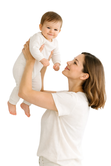 Mamá y bebé con tapete